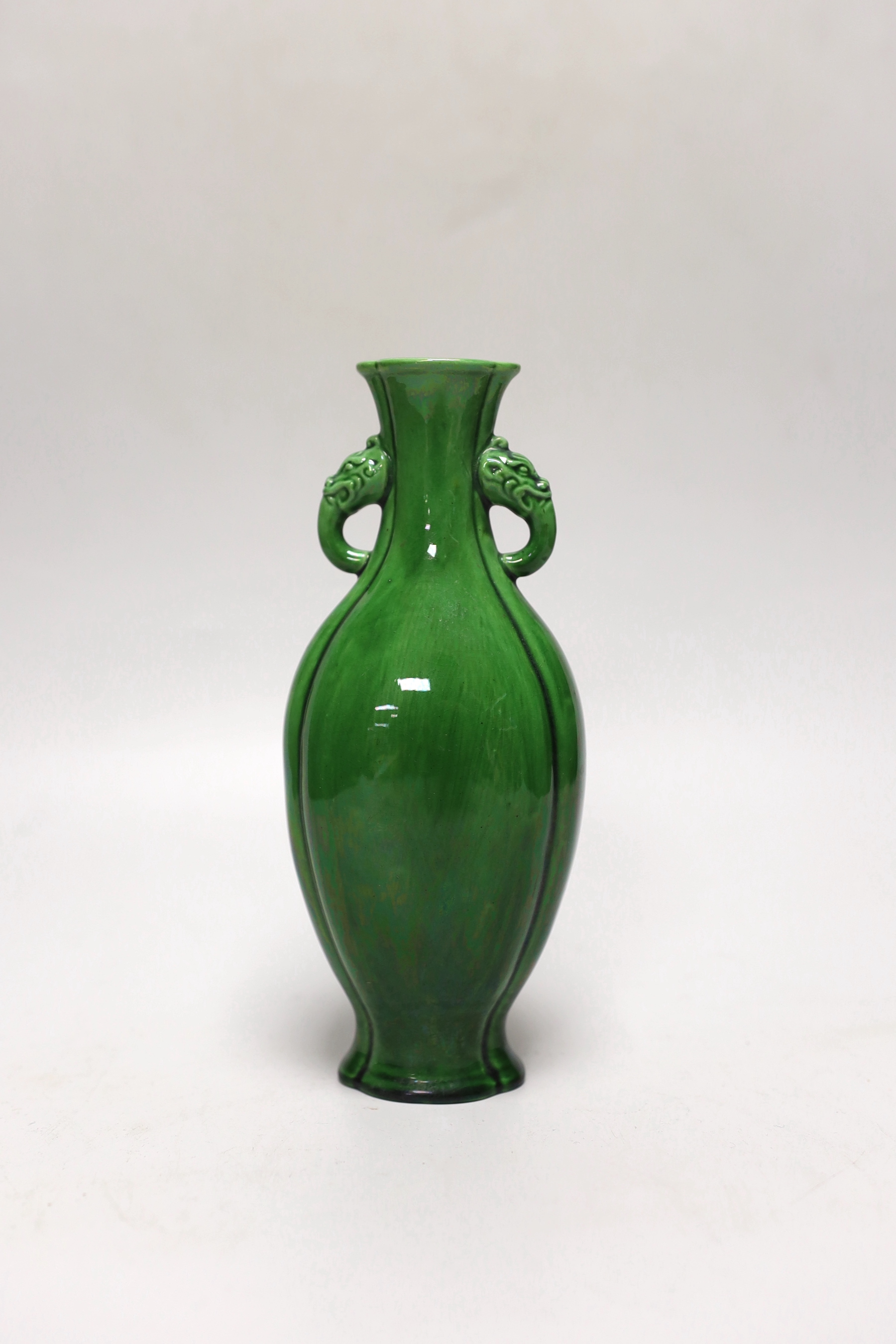 A Chinese green glaze Hu vase, 19cm